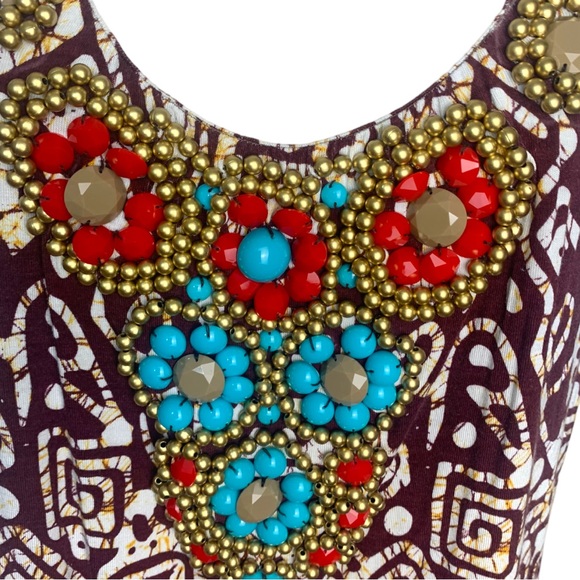 Boston Proper Embellished Islander Bohemian Racerback tank w shelf bra sz S - Picture 5 of 9